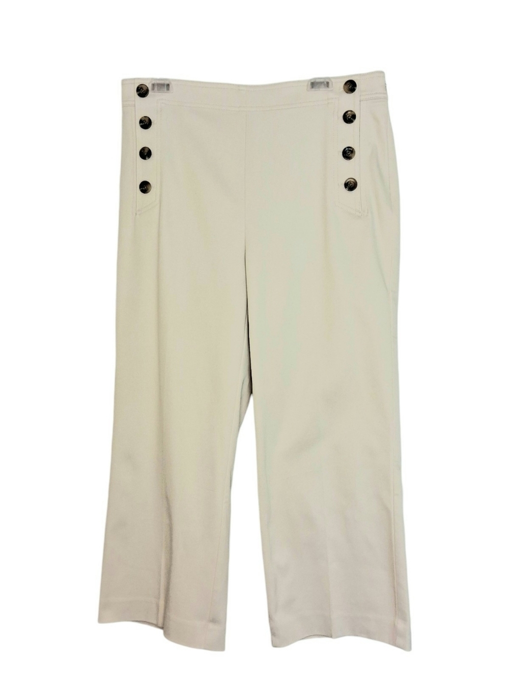 Ann Taylor Sailor Grace Ankle Pants Stretch Cotton Blend Sz 10P Cream Vanilla - Picture 2 of 11